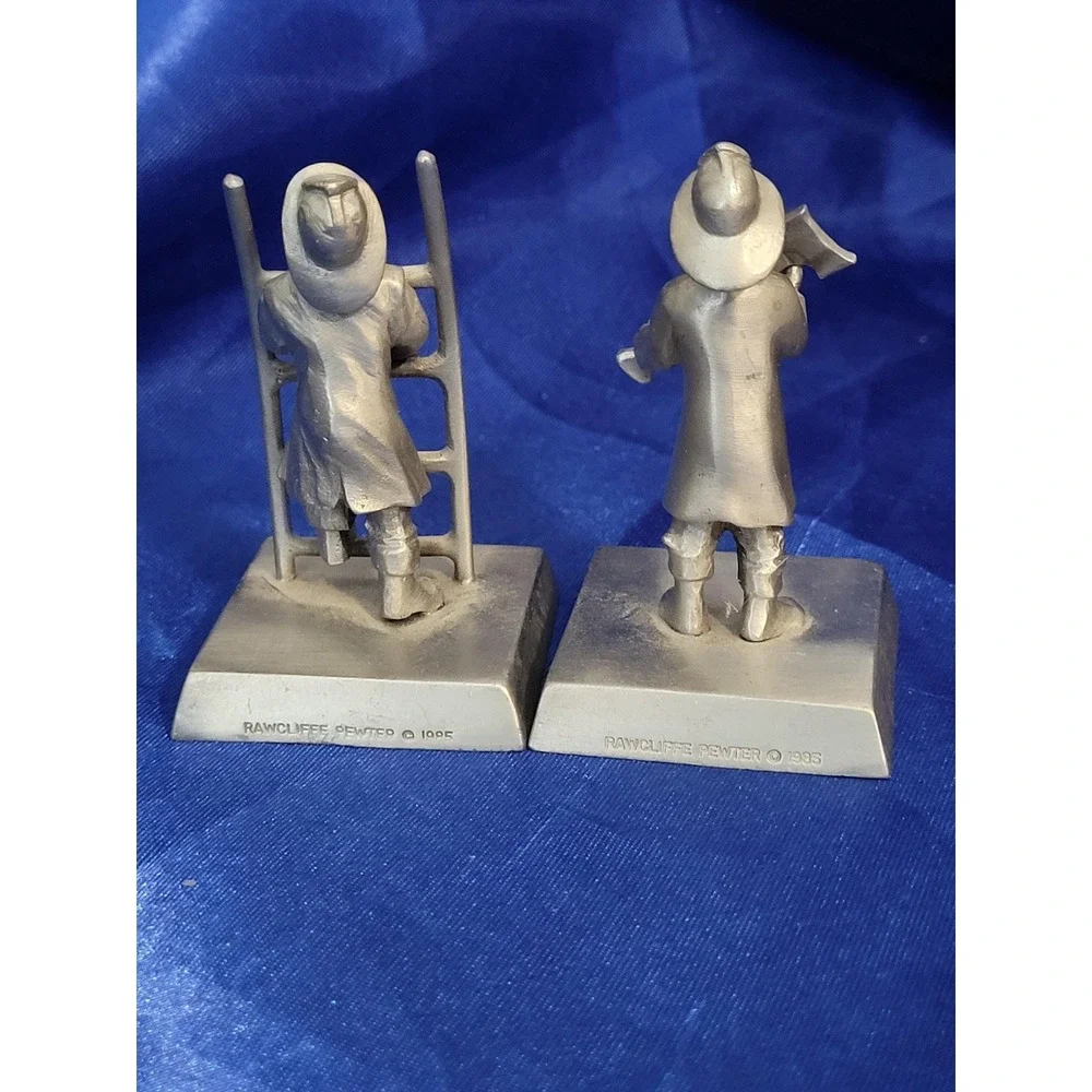 Pewter Firefighters (2) Vintage 1985 Rawcliff Pewter